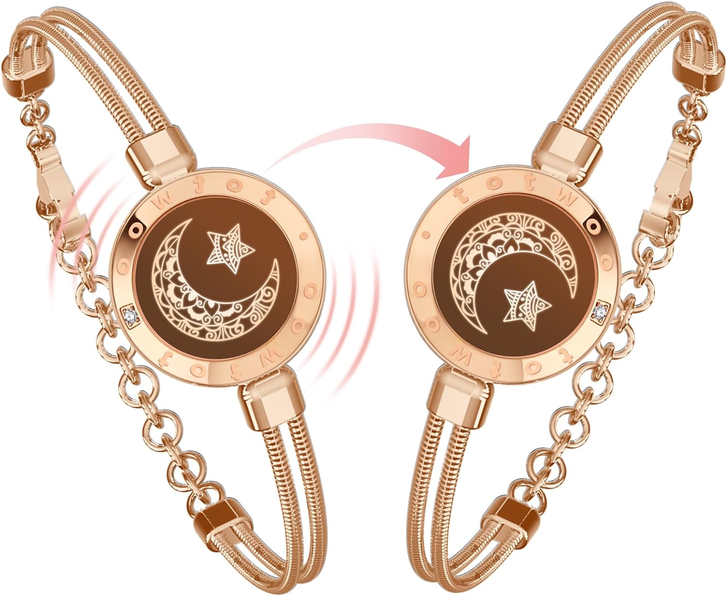 Dacida Long Distance Touch Bracelets for Couples, Vibration & Light up for Love Couples Bracelets | Long Distance Relationship Gifts for Girlfriend Bluetooth Pairing Jewelry