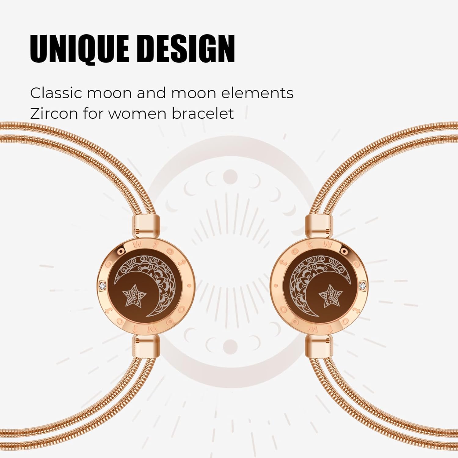 Dacida Couple Bracelet Couple Gifts Partner Bracelets with Touch Long Distance Relationship Gift for Long Distances Couple Love Gifts Vibration & Light Up Bluetooth Pairing Jewellery, Sun and Moon